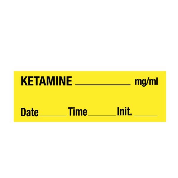 Label, Ketamine _mg/ml 1/2 x 1-1/2 Yellow w/Black